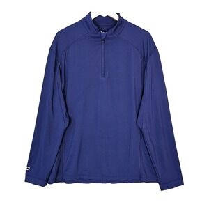 IBKUL Mens XL 1/4 Zip Pullover Blue IceFil Cooling UPF 50+ Golf Shirt Mock Neck